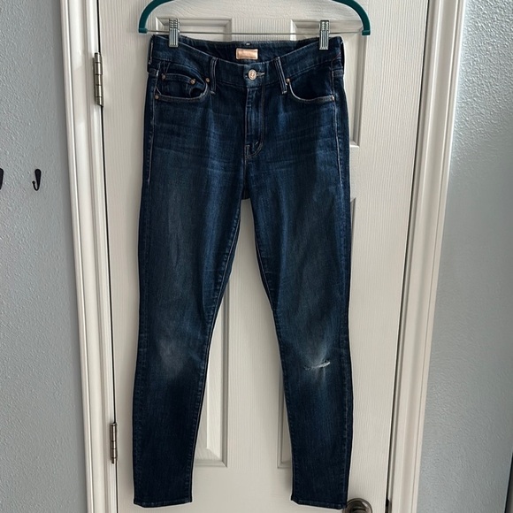 MOTHER Looker High Waisted Distressed Skinny Leg Denim Dark Wash Women’s 26 - Picture 1 of 13